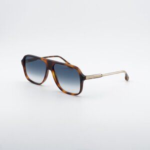 Victoria Beckham VB615S 215 Sunglasses Havana Square Frame, Blue Lenses